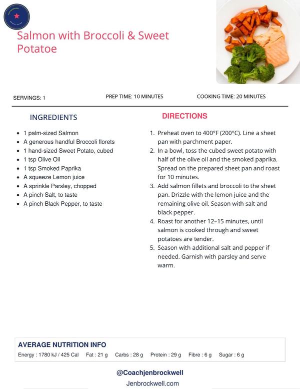 Salmon with Broccoli & Sweet Potato