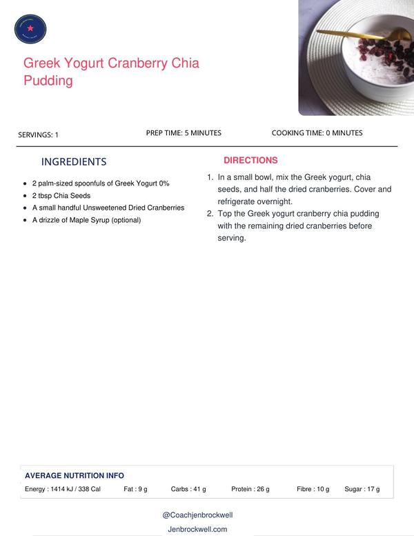 Greek Yogurt Cranberry Chia Pudding
