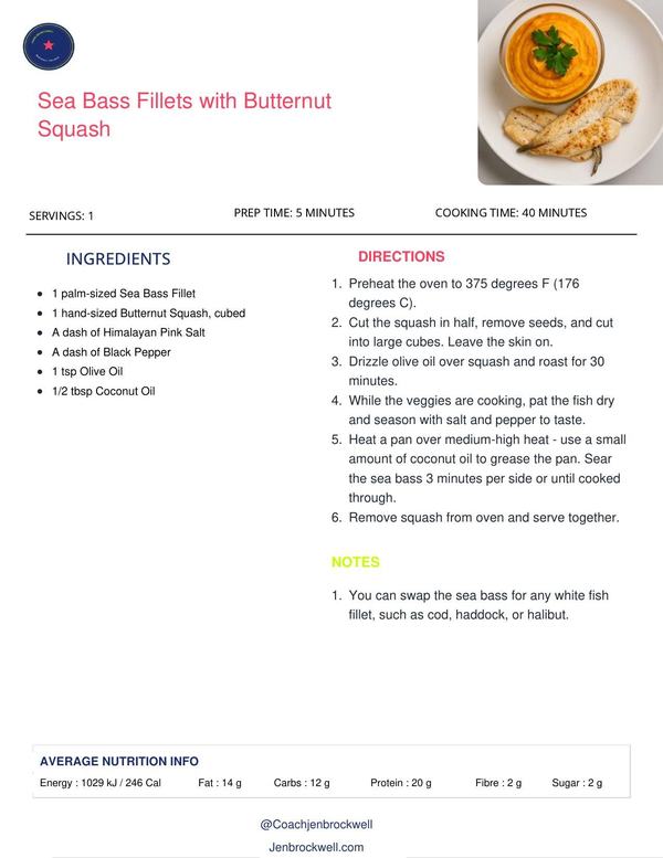 Sea Bass Fillets with Butternut Squash