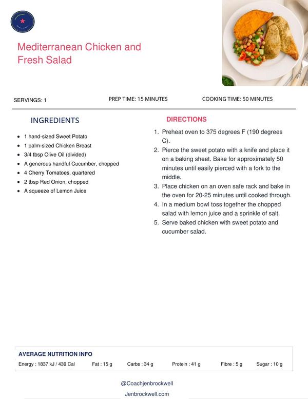 Mediterranean Chicken and Fresh Salad